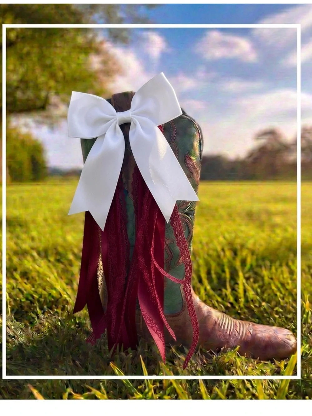 SEC Orange and White Ribbon Boot Bow - custom